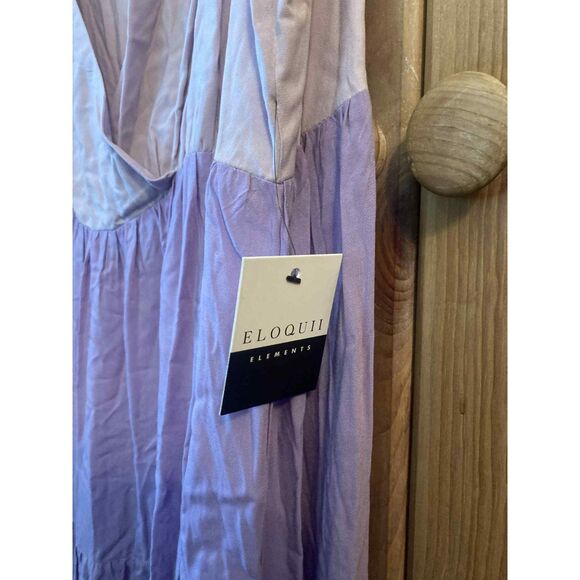 Eloquii | NWT Purple Colorblock Tiered V-neck Maxi Dress | Size 22 - Picture 6 of 7